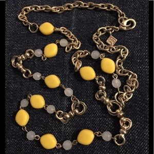 Banana Republic Gold Tone & Yellow Bead Necklace